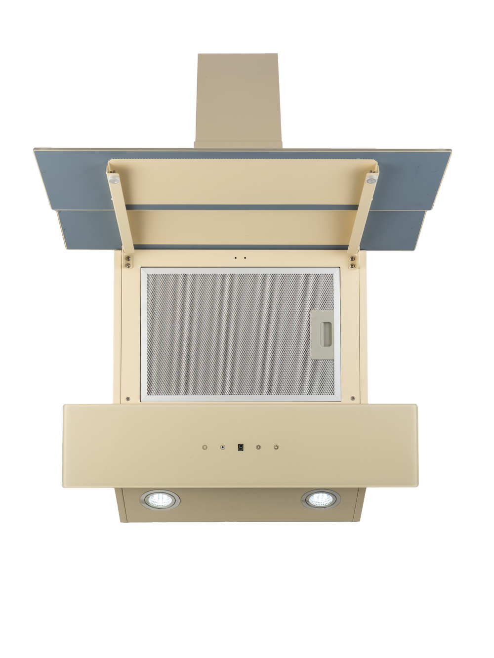 Вытяжка кухонная MACBI MТG60TL (IVORY) бежевый, D150мм, 1100м3/ч, наклонная, мотор 230Ватт, стекло 60см, сенсорное управл.