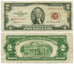 Банкнота США 2 доллара 1953 A 28783332 A. VG (надпись)