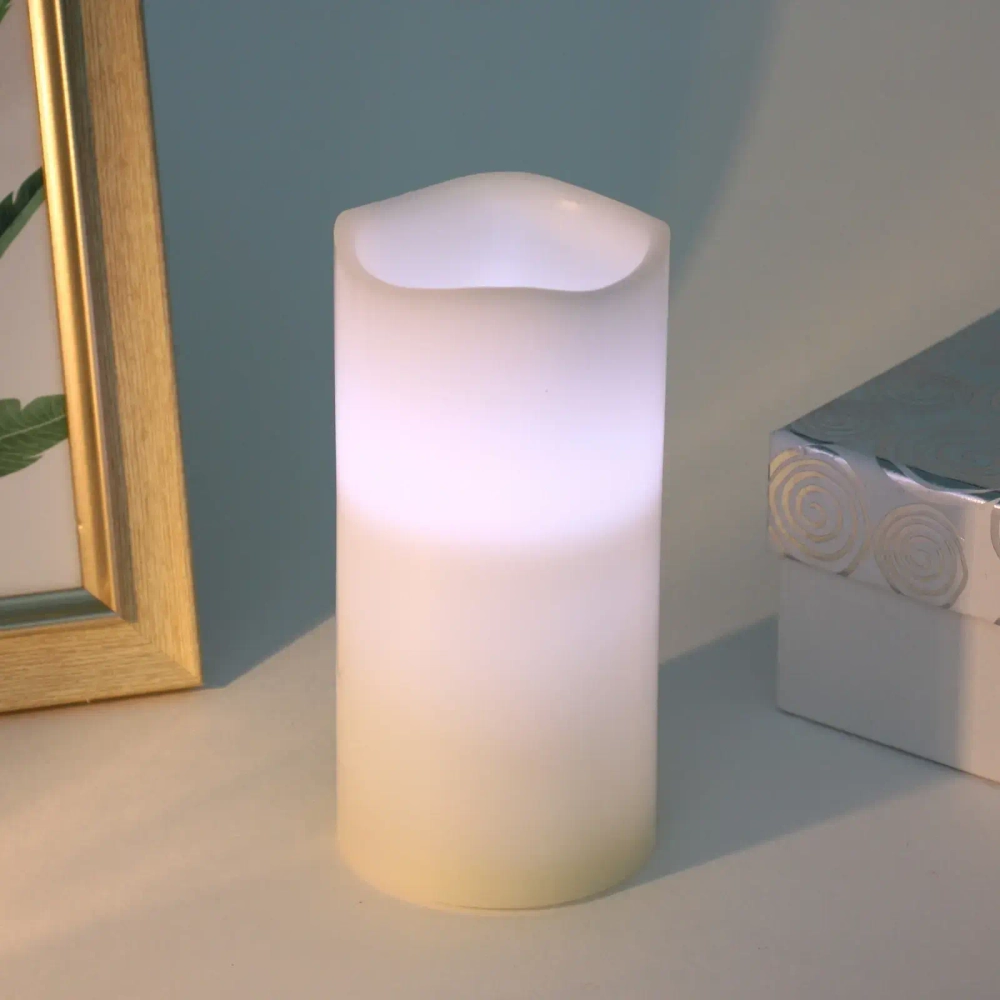 Сувенир с подсветкой «Свеча восковая - Звездная» 7,5*15 см - облита воском (работает от батареек 3 ААА)