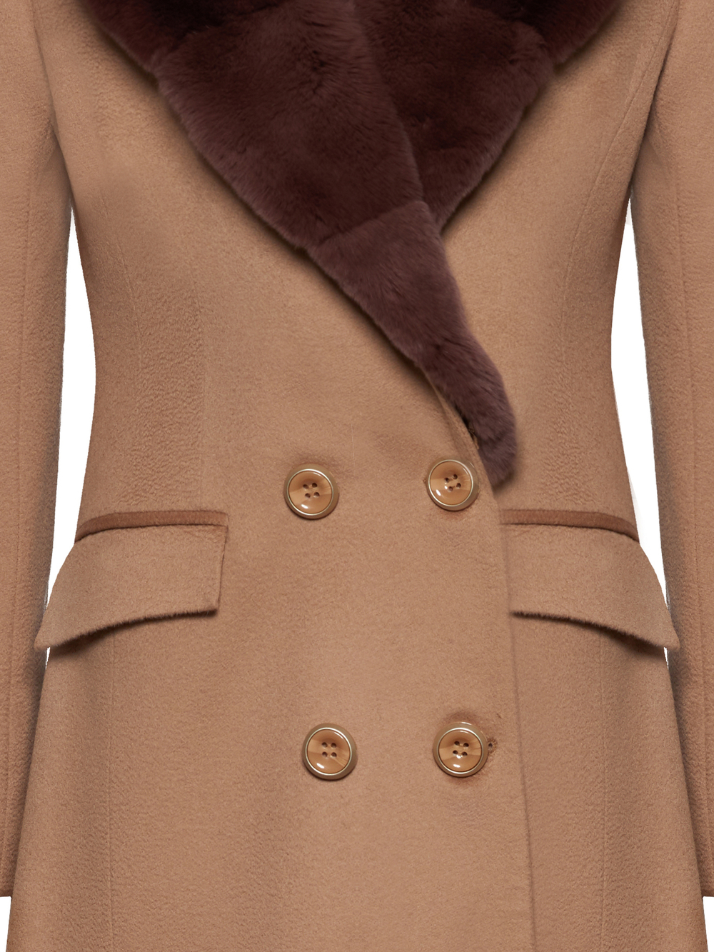 Женское шерстяное пальто с мехом бобра