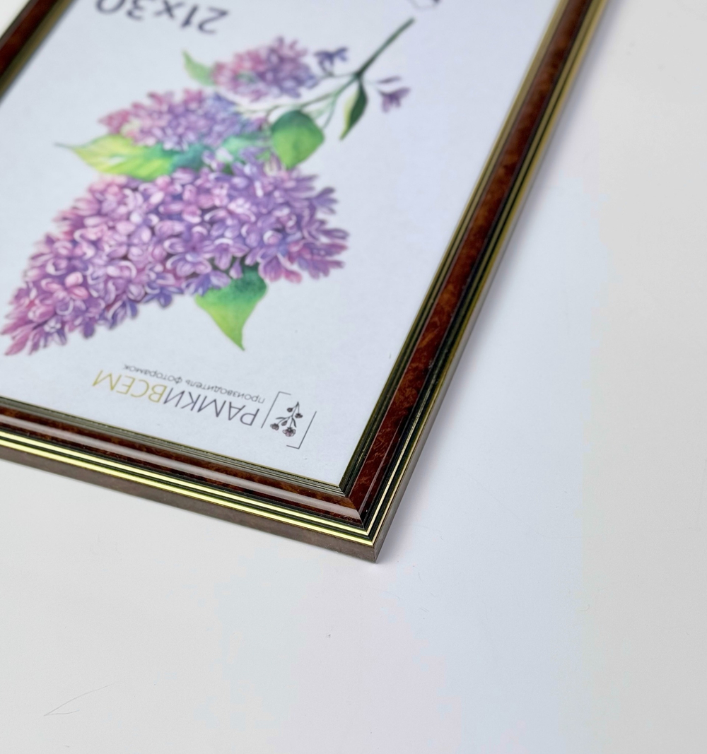 Фоторамка 21х30 см коричневая, без фактуры, арт. 2130.091512