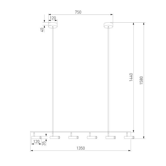 20252/6 LED / потолочный светильник / черный/латунь