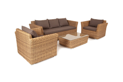"Капучино" лаунж-зона из искусственного ротанга, цвет соломенный