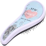 Расческа массажная компактная «АМОР», блестки, микс 4 дизайна, 18*7,5см (PVC коробка)