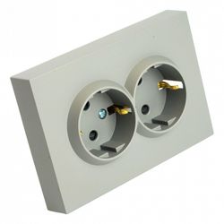 Розетка двойная с заземлением и со шторкой Stekker Эмили 49960