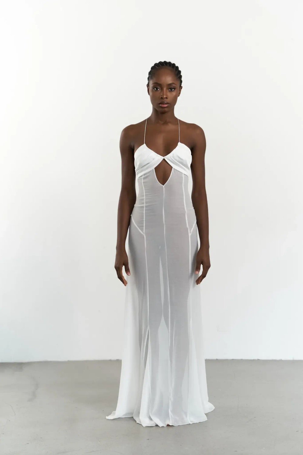 Платье шифоновое с атласным лифом