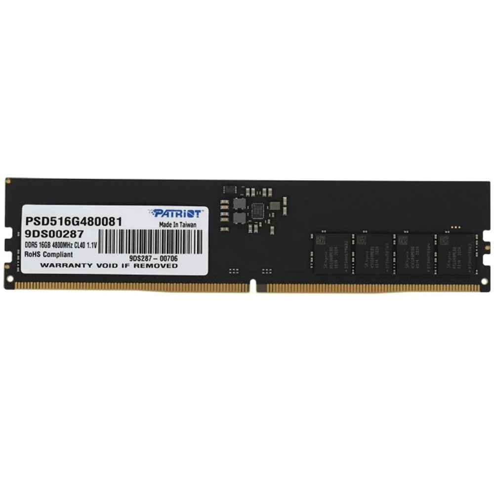 Модуль памяти DIMM DDR5 16Gb, 4800Mhz, Patriot Signature Line (PSD516G480081)