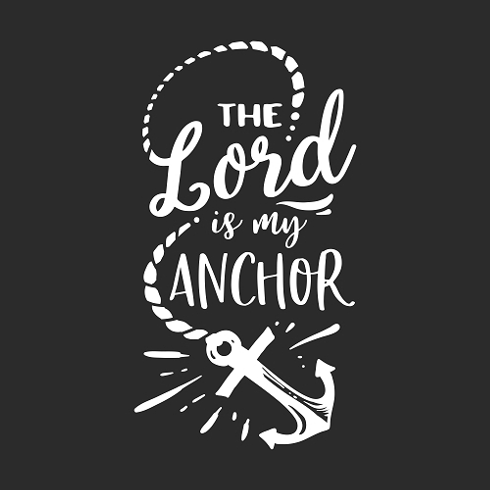 принт PewPewCat The Lord is my anchor для черной футболки