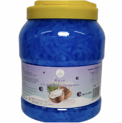 ЧЕРНИКА желе (кусочки кокоса в черничном сиропе) банка 2,8