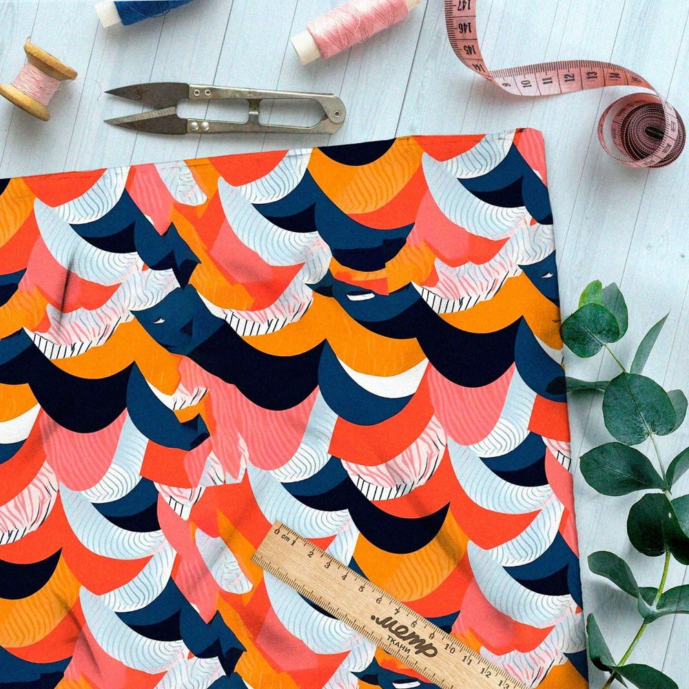 Ткань премиум бифлекс ретро штрихи элегантности