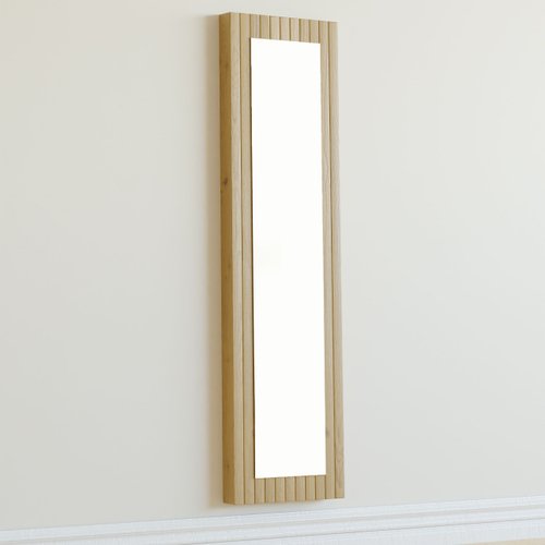 Зеркало настенное прямоугольное Пиафорте 119х33 см с деревянной рамой цвет орех / зеркало в прихожую из массива сосны в стиле лофт