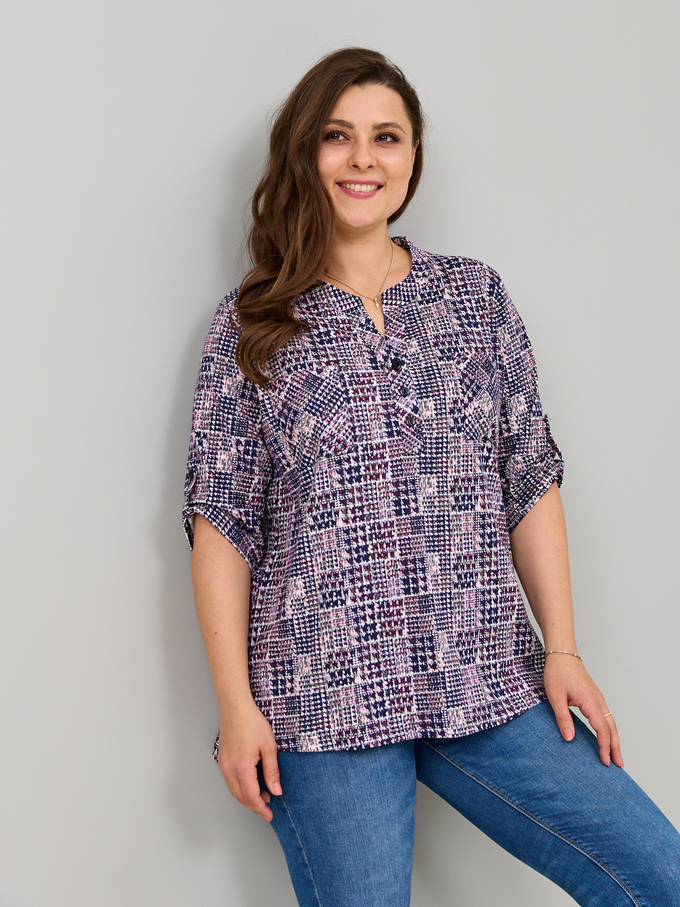 Блузка БЛ-131/пьедепуль-синерозовый