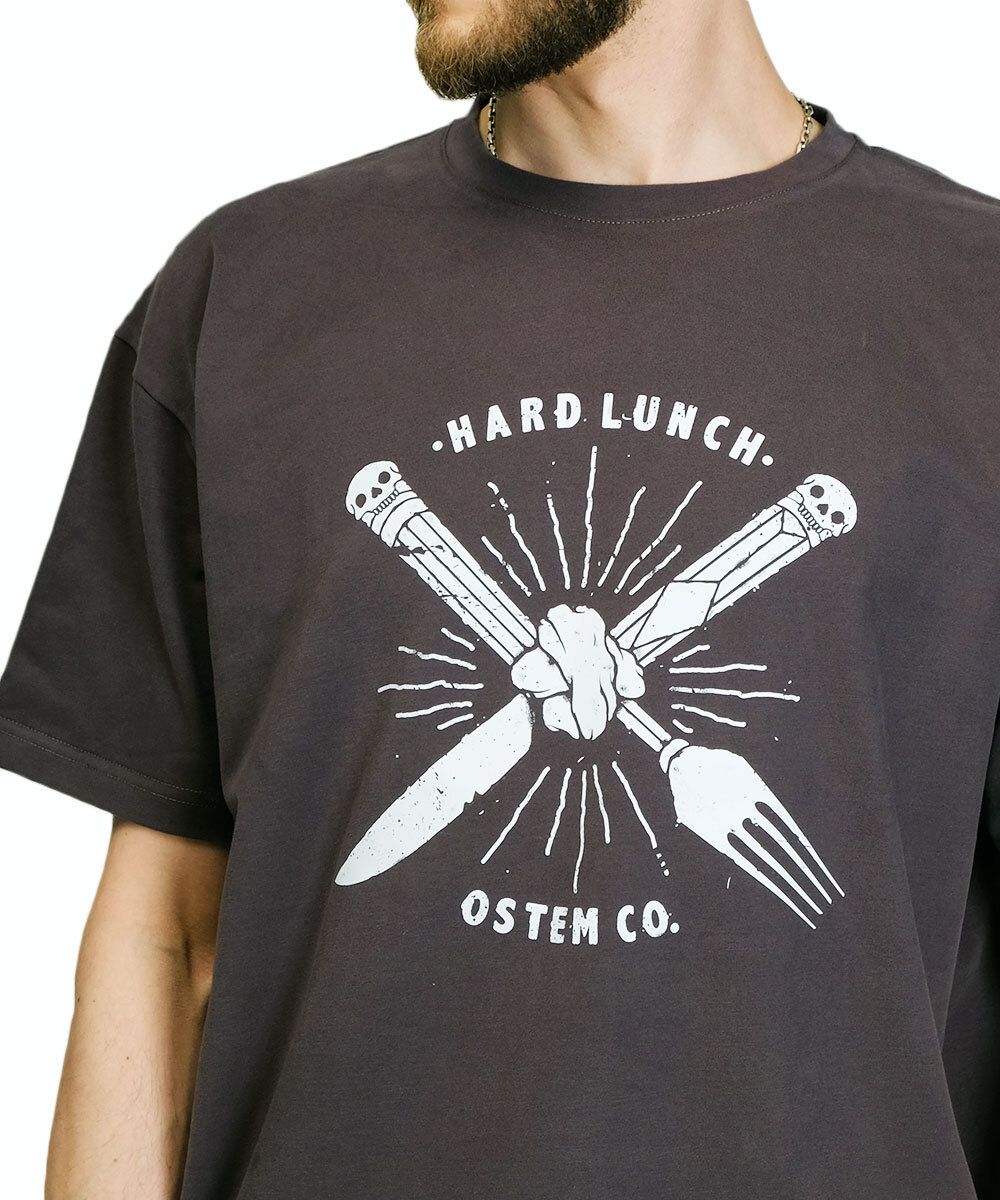Купить Футболка Hardlunch оверсайз Fork and Knife темно-серая Футболка Hardlunch оверсайз Fork and Knife темно-серая