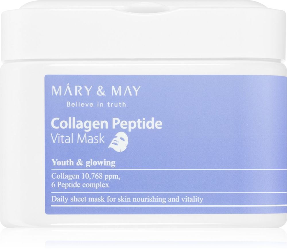 MARY &amp; MAY набор против морщин холщовых масок Collagen Peptide Vital Mask