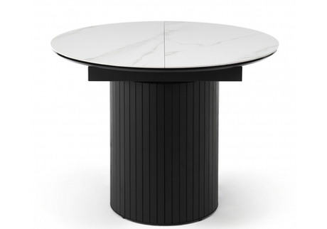 Керамический стол Woodville Лорен 100(140) snow white, черный