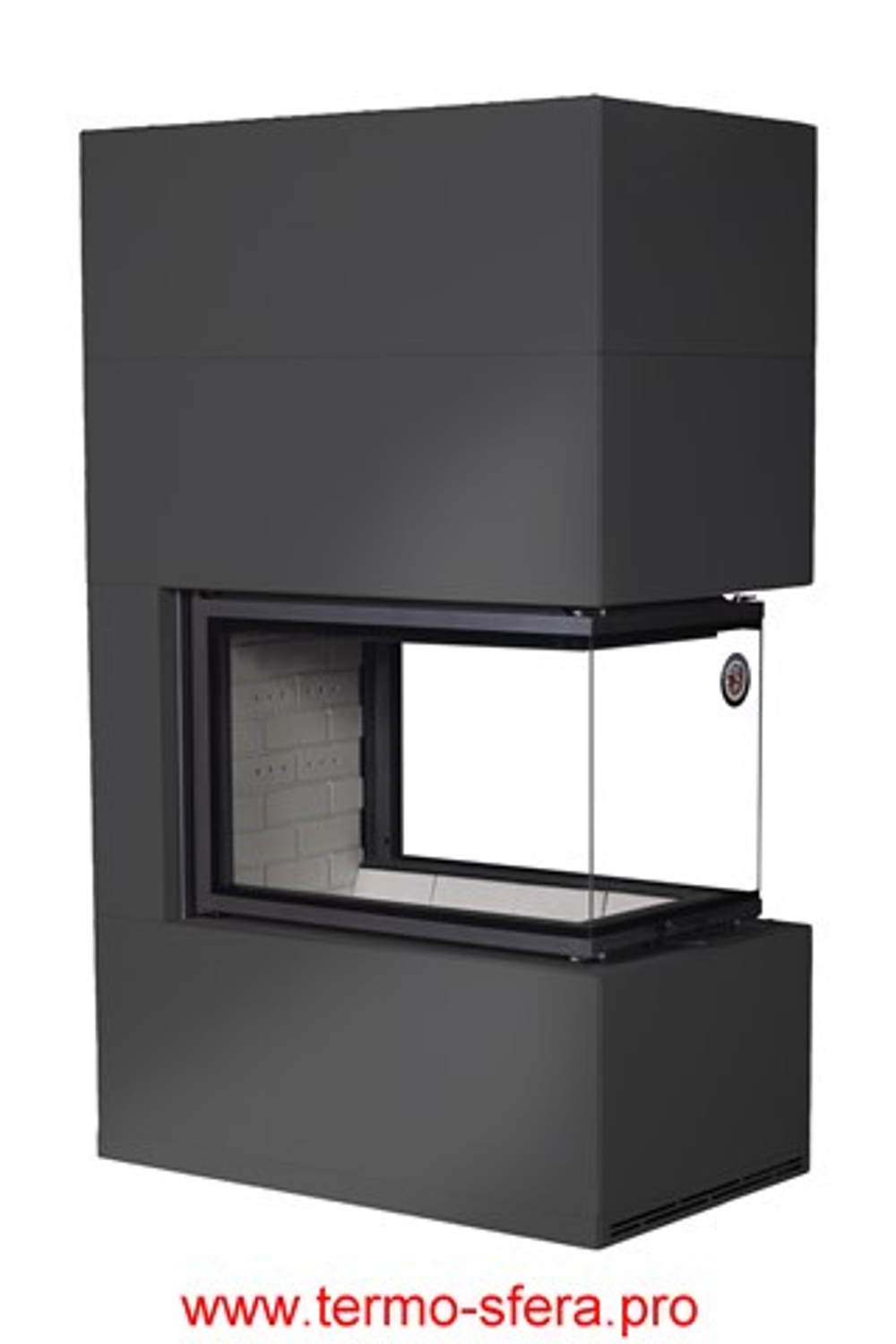 Камин РОДОС 900 ЧЕРНЫЙ, шамот белый