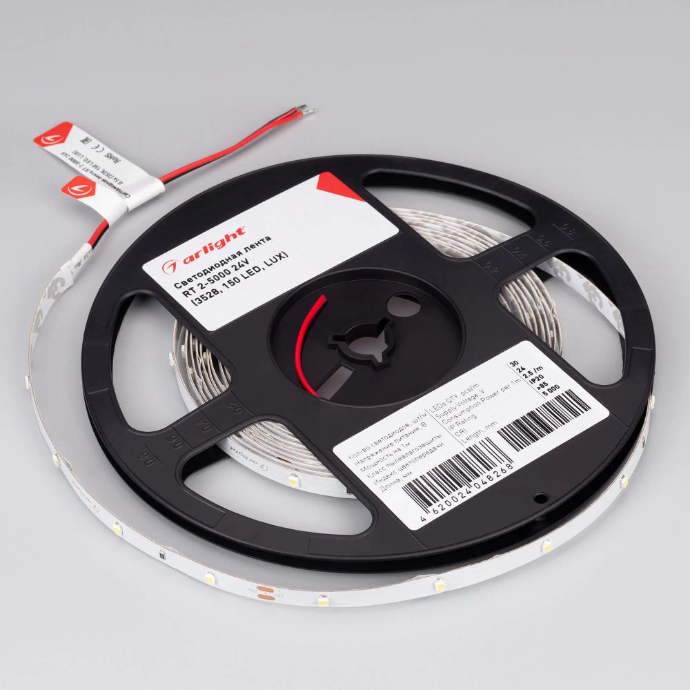 Светодиодная лента RT-A30-8mm 24V Cool 8K (2.9 W/m, IP20, 2835, 5m) (Arlight, 2.9 Вт/м, IP20) 019916(2)