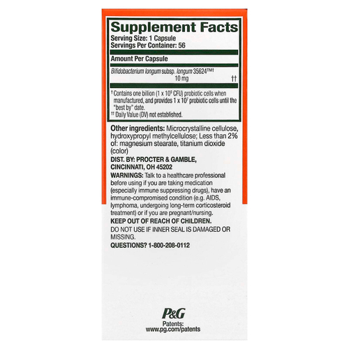 Align Probiotics, круглосуточная поддержка пищеварения, пробиотическая добавка, 56 капсул (10 в одной капсуле)