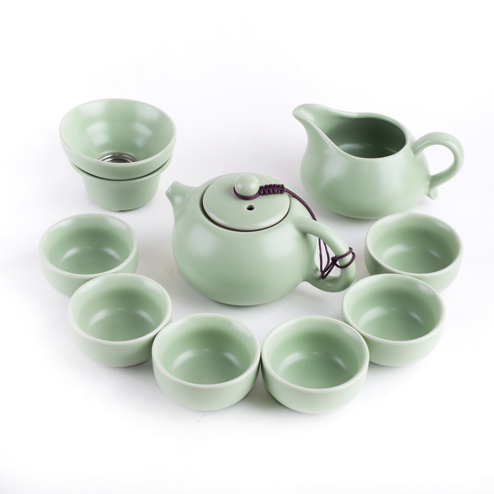 278116.5Y1 УЦЕНКА Сервиз ЖУЯО "СИШИ" чайник,  сливник, ситечко, 6 пиал, подар. коробка, керамика