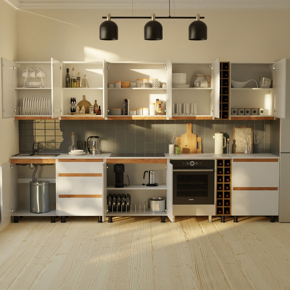 Кухонный модуль напольный под духовой шкаф 60 см Валенсия со столешницей, на ножках, белый