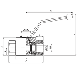 Кран 2-х ходовой шаровый BSP 3/4" DN 20 P=420 с отверстиями для монтажа