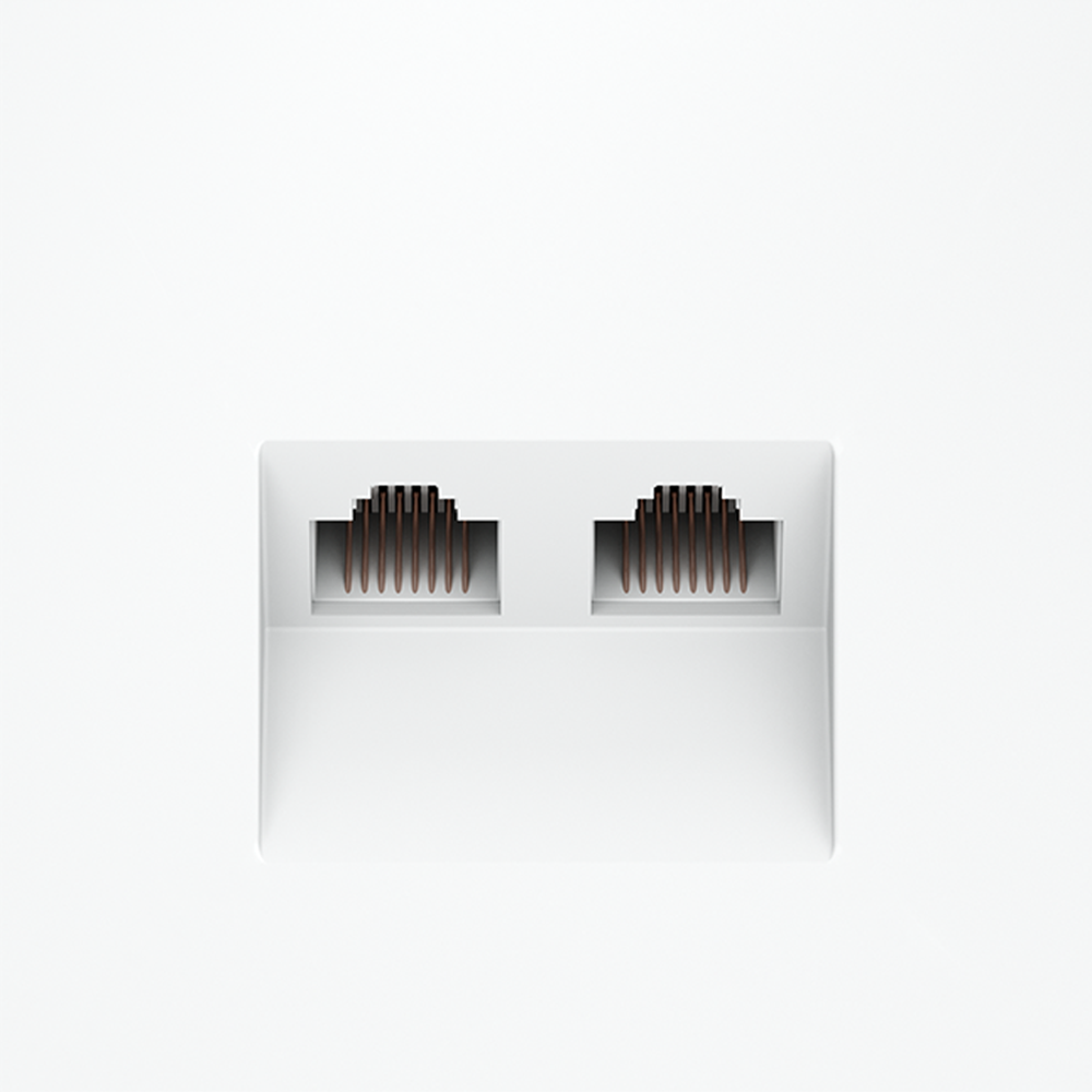 Розетка компьютерная встраиваемая VOLTUM S70 двойная RJ45+RJ45 кат.6, (белый матовый)