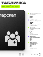 Табличка Санитарская, на дверь и стену, навигационная и информационная, серия CONCEPT, 18х18 см, Айдентика Технолоджи