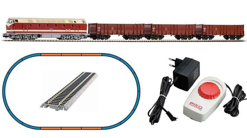 Стартовый набор "Тепловоз BR 119 DR и 3 полувагона Eal" рельсы на подложке