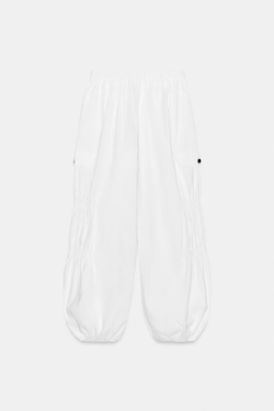 ZARA БРЮКИ КАРГО СО СТОППЕРОМ, БЕЛЫЙ