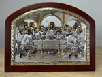 Тайная Вечеря, икона арочная с рамкой, лик открытый, красное дерево 190х250