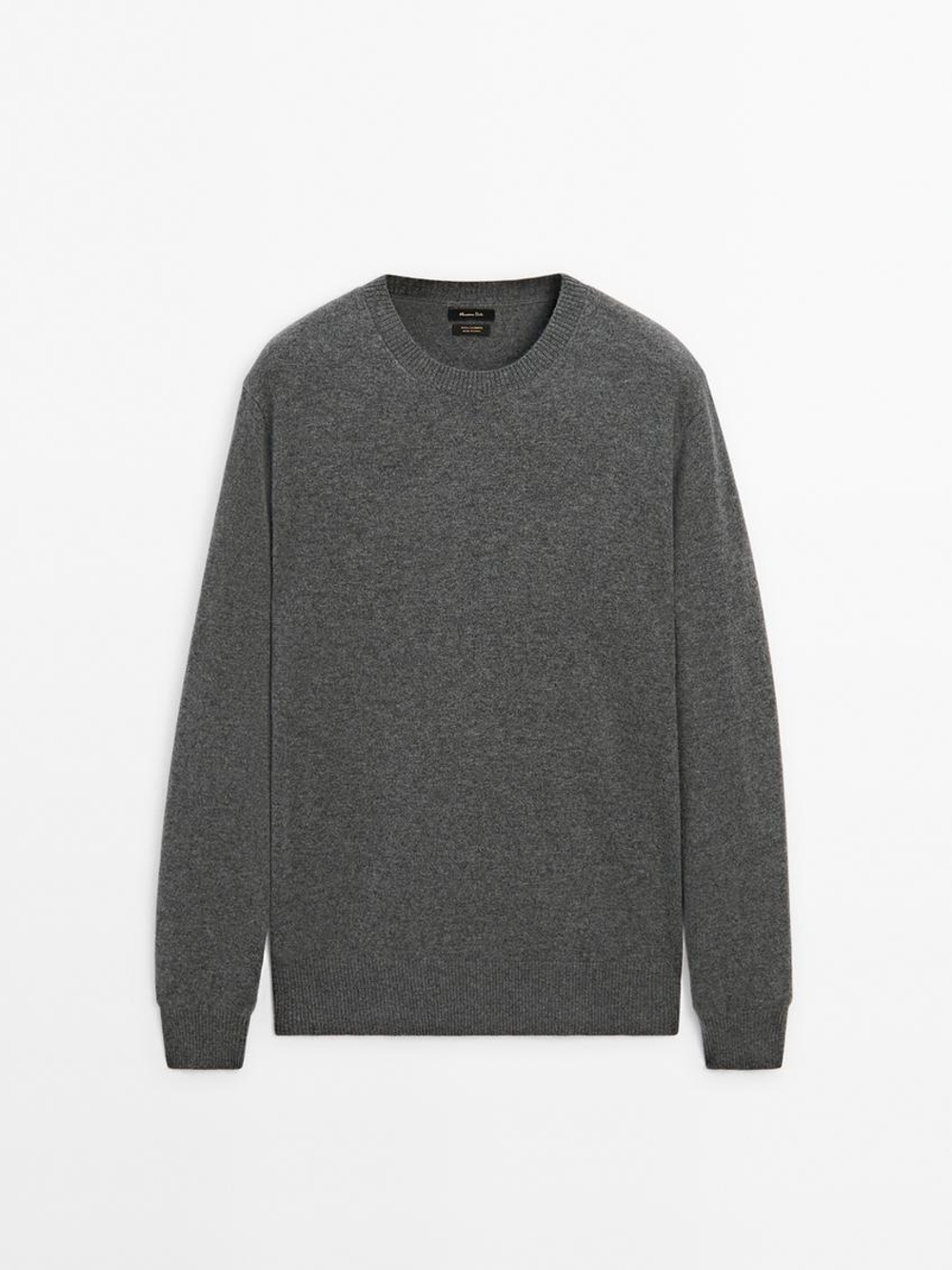 Massimo Dutti Джемпер из 100% кашемира с круглым вырезом, антрацитово-серый