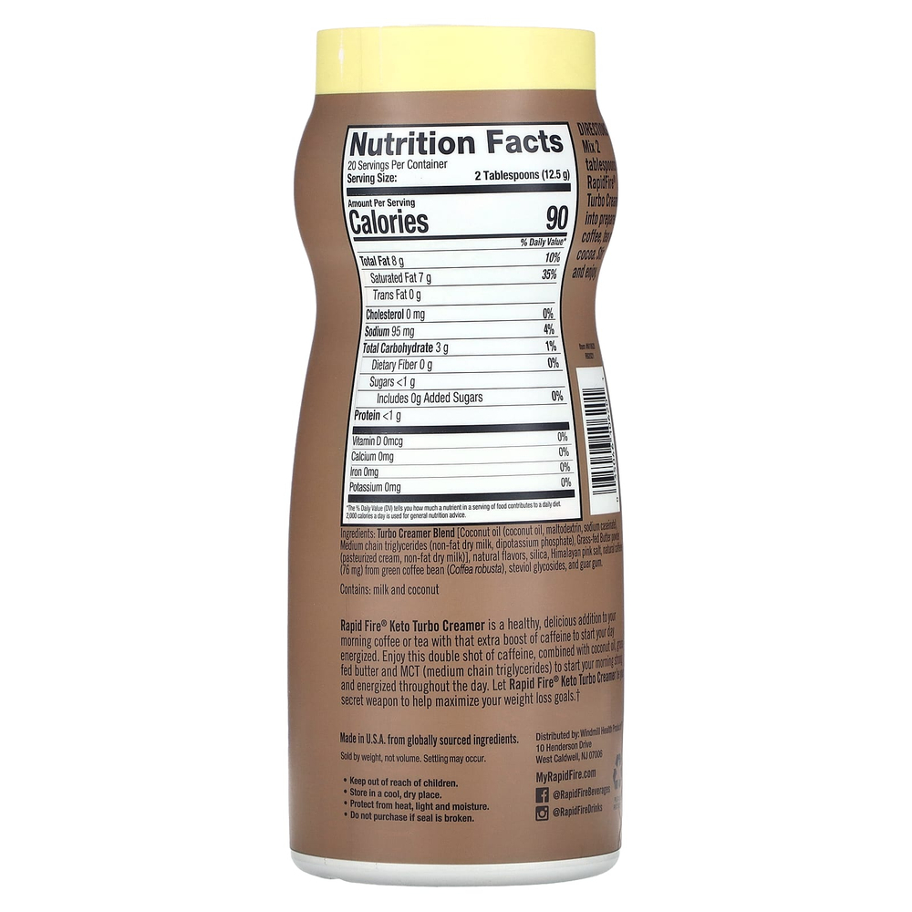 RAPIDFIRE, Turbo Creamer, сливки со вкусом французской ванили, 250 г (8,8 унции)