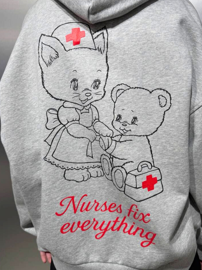 Худи унисекс Неббиа Кьют, серый меланж