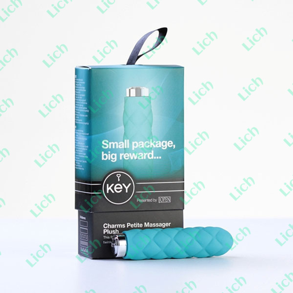 Голубой текстурированный минивибромассажер Charms Key