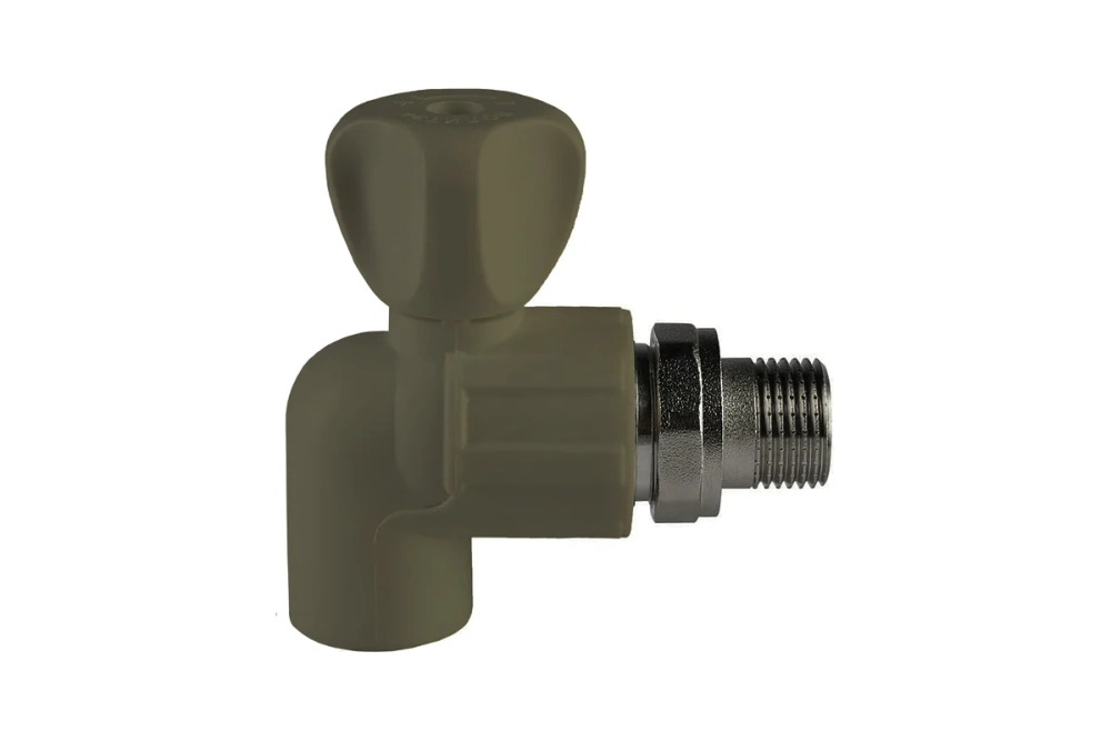 Радиаторный кран Политэк 20x1/2 угловой PPRC, серый