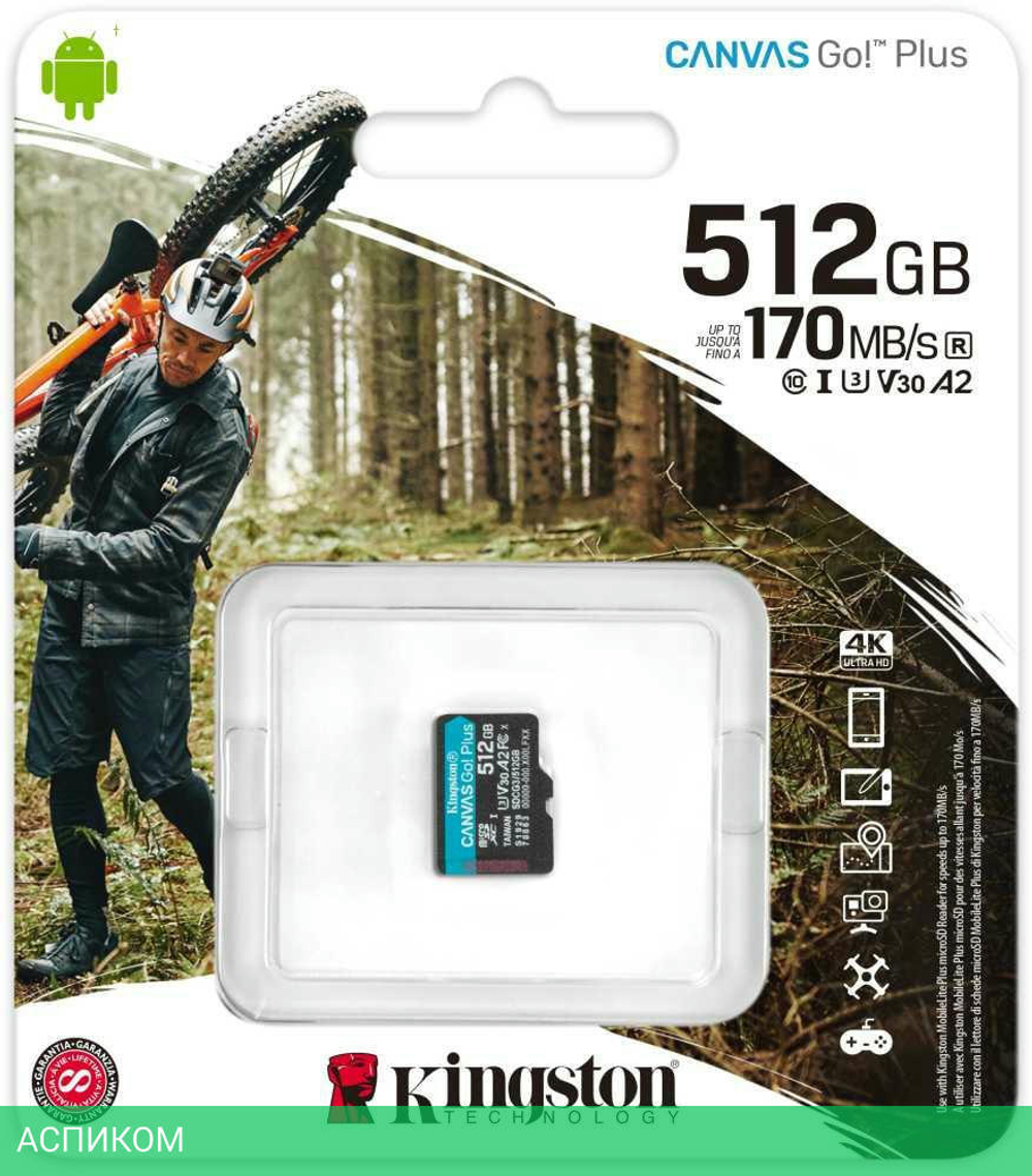 Карта памяти Kingston Canvas Select Plus microSDXC 128GB с адаптером (SDCS2/128GB)