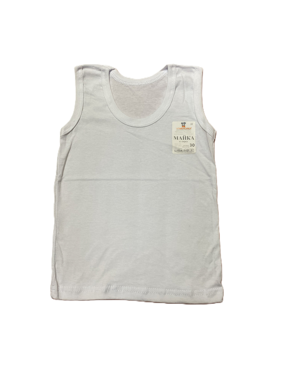 Майка белая из кулирки (100% хлопок) на рост 92-98 см