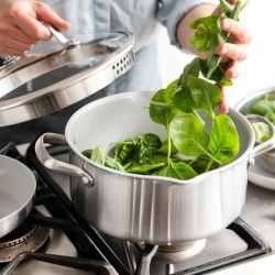GreenPan Кастрюля Venice Pro 24 см 7,6 л с паровой вставкой evershine light grey