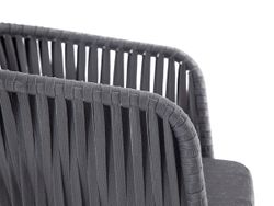 "Бордо" стул плетеный из роупа, каркас алюминий белый шагрень, роуп серый 15мм, ткань серая