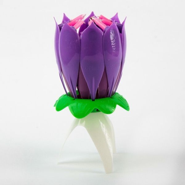 Свеча для торта музыкальная Тюльпан фиолетовая 12×5 см