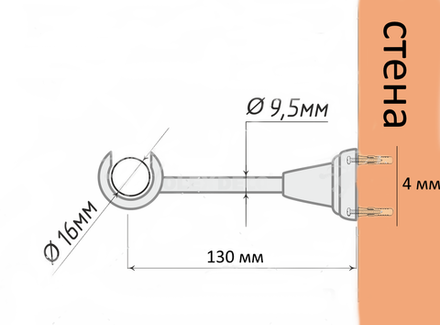 Кронштейн открытый стеновой d16 однорядный, цвет белый