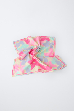 ZARA БАНДАНА С ЦВЕТОЧНЫМ ПРИНТОМ, ОТТЕНКИ РОЗОВОГО