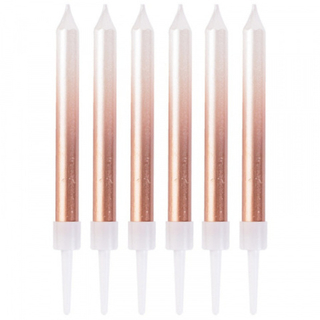 Веселая затея Свечи для торта 8см Градиент бел/розовое зол.перламутр /6 шт