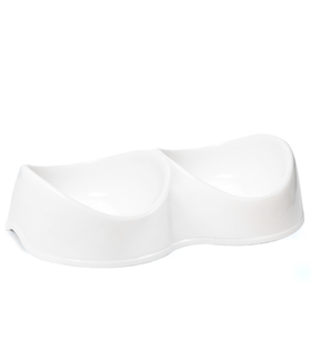 Миска пластиковая двойная "Инь Ян", белая, 2*0,2л, Gamma