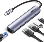 Конвертер USB 3.1(m) Type C на HDMI/LAN/USB 3.0 HUB 2 port/Type C PD 100W UGREEN 10919
