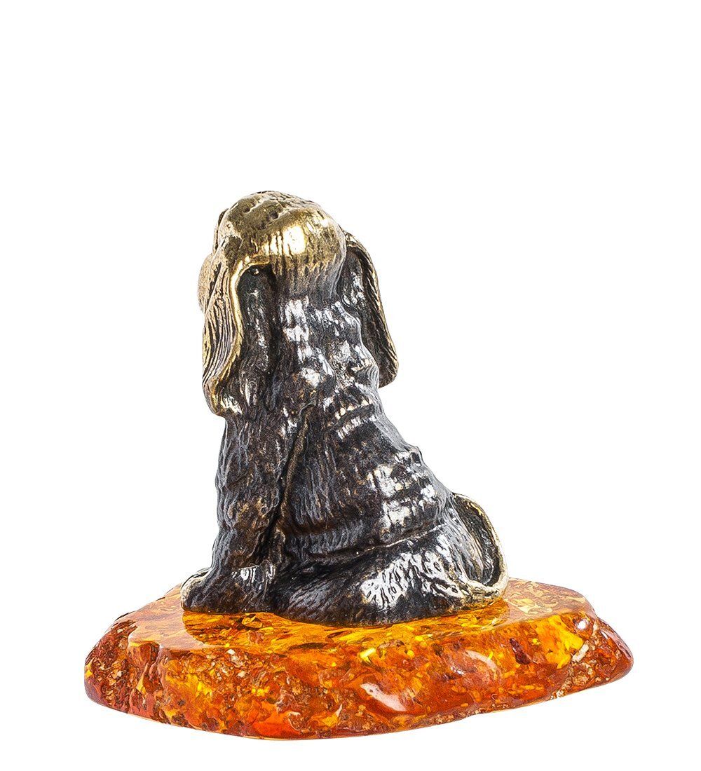 Народные промыслы AM-1296 Фигурка «Бигль на подставке» (латунь, янтарь)