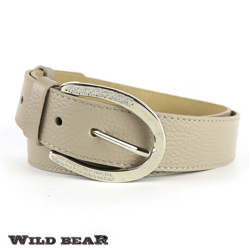 Ремень бежевый 3,8 см из натуральной кожи в мешочке WILD BEAR RM-029m Beige