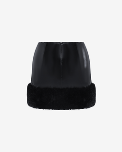 Юбка мини из латекса с мехом