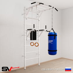 Шведская стенка Sv Sport усиленная 6411 (Турник рукоход/Брусья/Кольца/Цепь/Мешок 15кг)