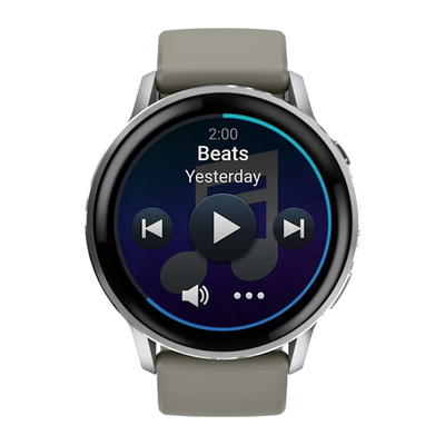 Спортивные часы Garmin Venu 4, 45 мм, серебристо-серый силиконовый ремешок Безель из нержавеющей стали серебристого цвета, корпус серебристого цвета, AMOLED-дисплей со стеклом Gorilla Glass. Ремешок с классической застёжкой — на запястье обхватом 135–200